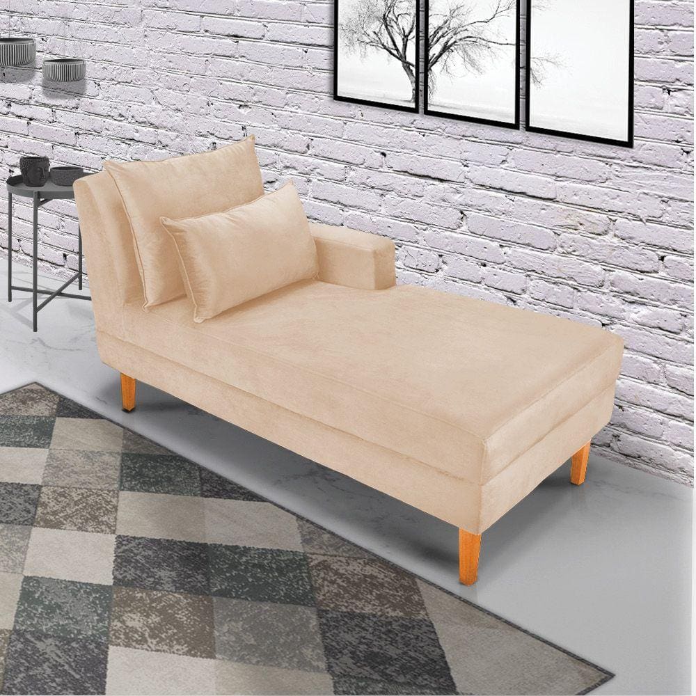 Divã Chaise Chloe 160cm Castanho Bege