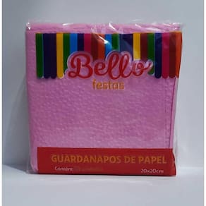 GUARDANAPO LISO - 20 x 20 cm - ROSA CLARO - Pacote com 50 unidades