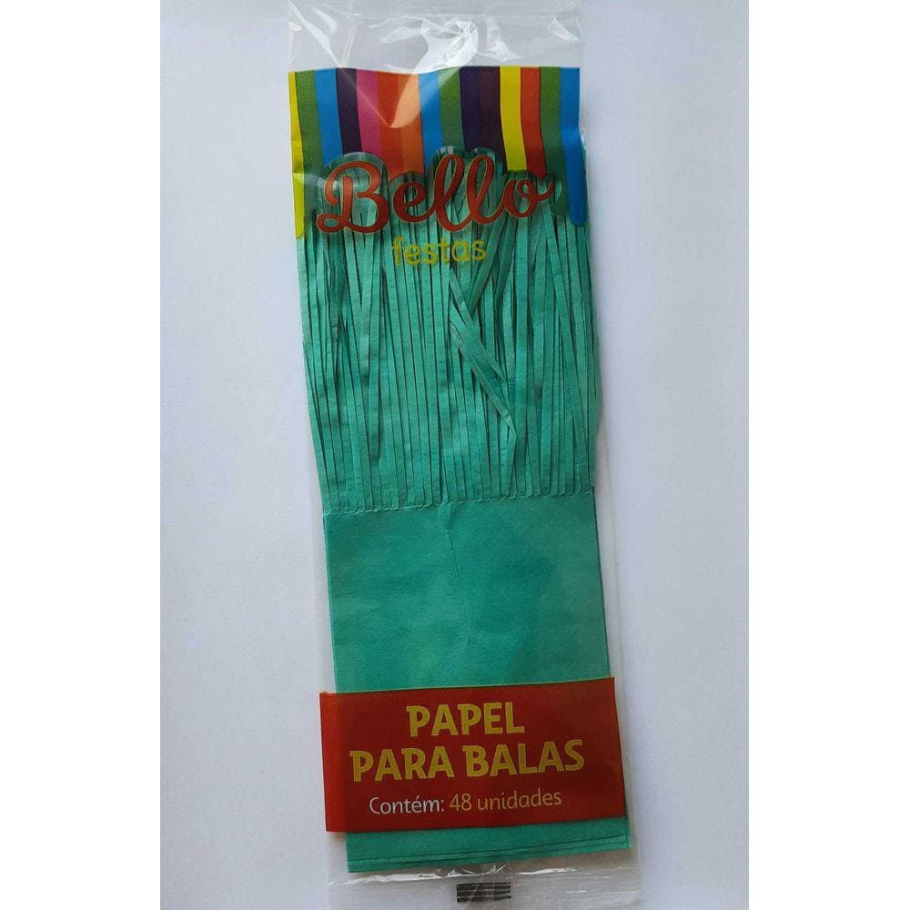 PAPEL PARA BALA LISO - VERDE BANDEIRA - BELLO FESTAS - Pacote com 48 unidades