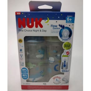 Kit 2 Mamadeira First Choice Night 300ml +6m Boys Nuk