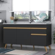 Balcão Cozinha Gabinete Pia 150 cm 3 Portas 1 Gaveta Veneza GB Multimóveis MP2072 Preto