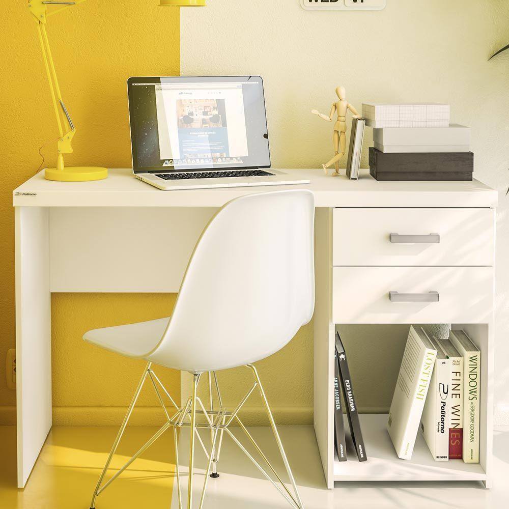 Mesa para Computador 2 Gavetas Afrodite 1,20m Branco Bp - Politorno