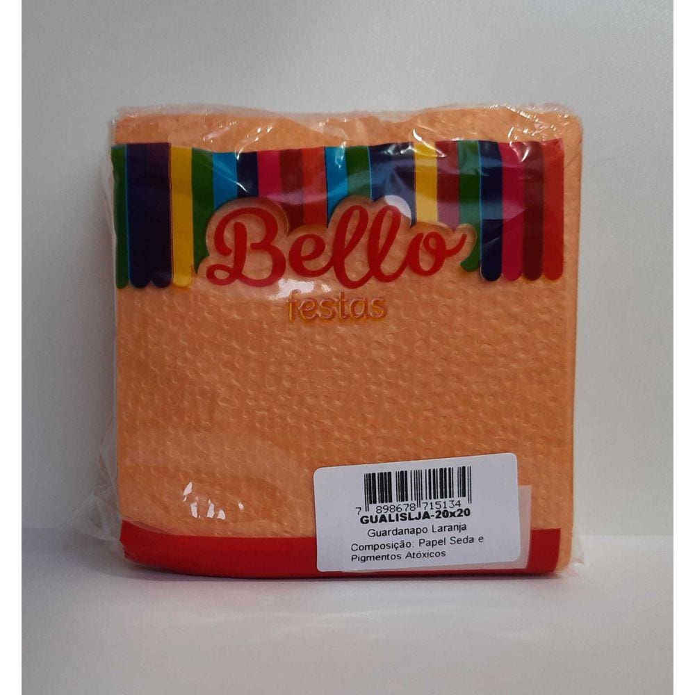 GUARDANAPO LISO - 20 x 20 cm  - LARANJA - Pacote com 50 unidades