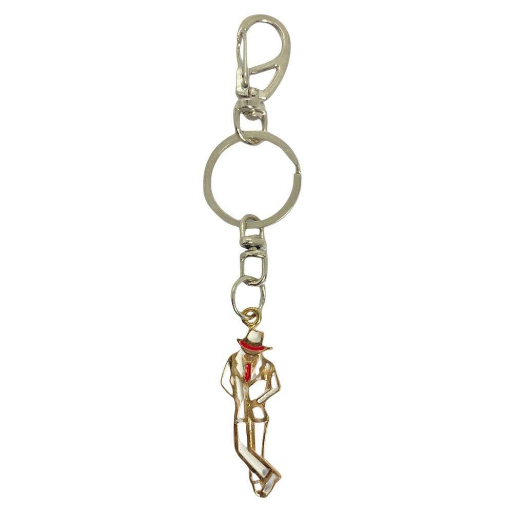 Chaveiro Ze Pelintra Branco Com Dourado 14 Cm Em Metal