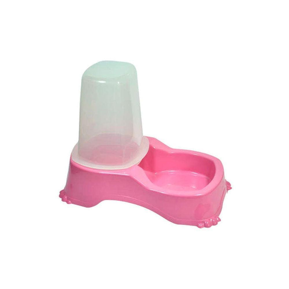 Bebedouro Automático Com Comedouro Pet Injet 1l Rosa