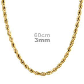 Correntinha Cordão Baiano Torcido 3Mm 60Cm Dourado