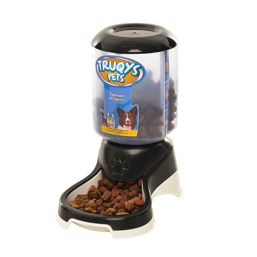 Comedouro Pet Automático Galão 1Kg Truqys Pets Preto
