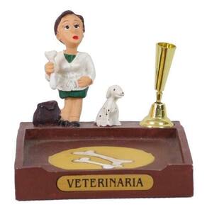Miniatura Veterinária De Resina Com Porta Caneta E Papel 8Cm