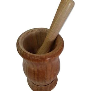 Pilão De Madeira Com Socador Para Alho Tamanho Grande