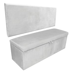 Kit Calçadeira e Painel Clean 160cm Suede Cinza