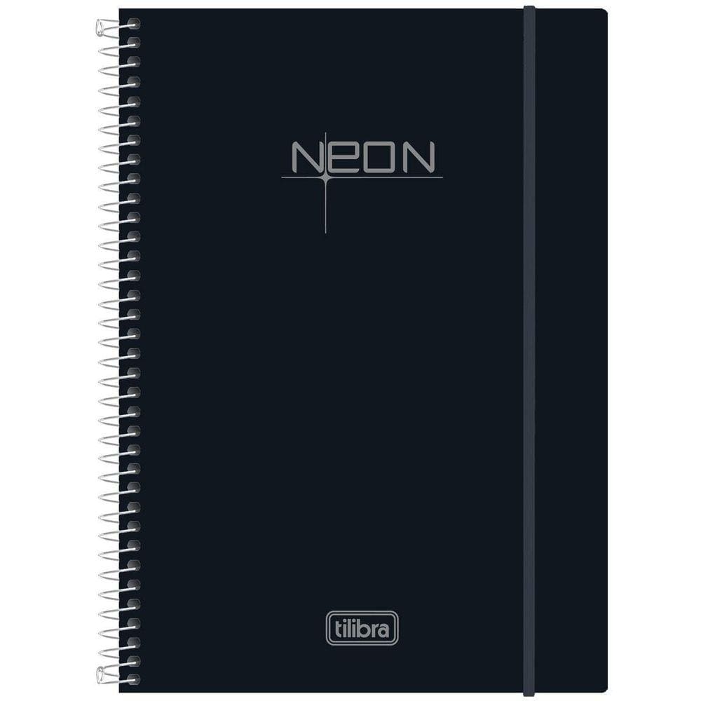 Caderno Espiral Capa Dura 1 Matéria 80 Folhas Neon Preto