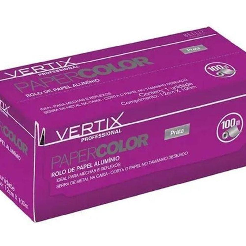 Rolo De Papel Aluminio Para Tintura Vertix 100M Cor Prata