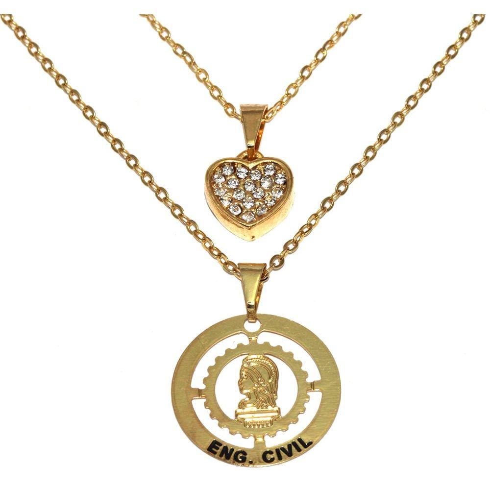 Colar Cordão Duplo Minha Profissão Engenharia Civil Folheado