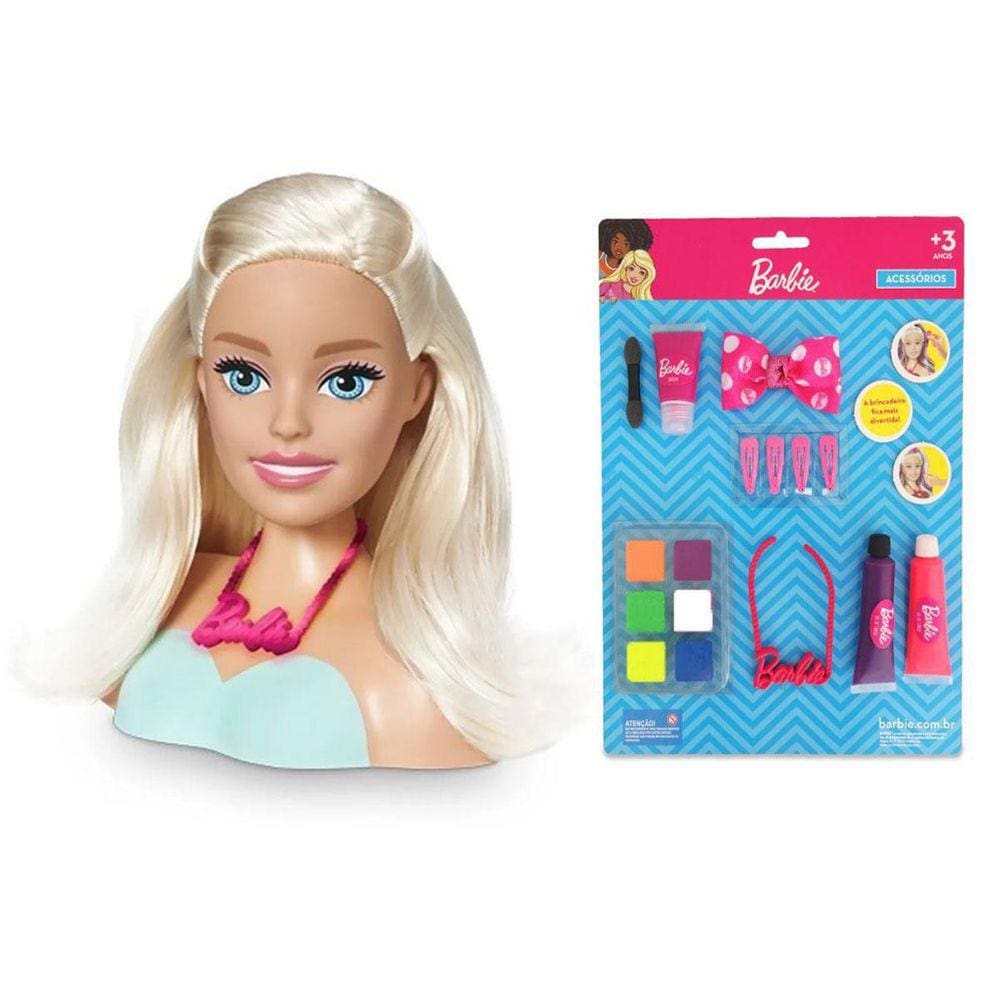 Kit Infantil Brinquedo Menina Busto Barbie Com Maquiagem