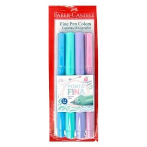 Caneta Faber Castell Fine Pen 0.4Mm Tons Pastel 4 Cores