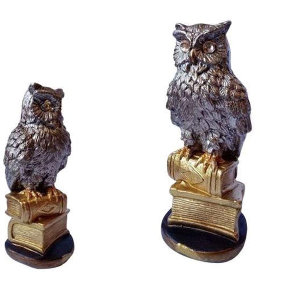 Coruja Sabedoria No Livro Fechado 16Cm