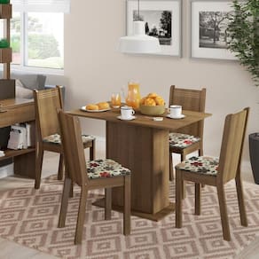 Conjunto Sala de Jantar Lexy Madesa Mesa Tampo de Madeira com 4 Cadeiras