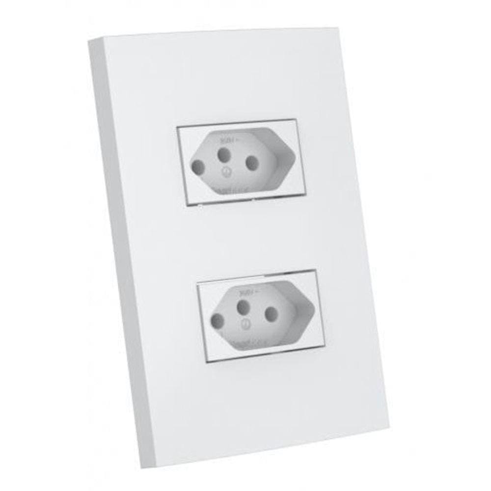 Conjunto Tomada Dupla 20A 4X2 Enerbras Dubai Branco Ed5497En