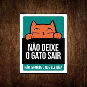 Placa Não Deixe O Gato Sair Não Importa O Que Diga (Verde)