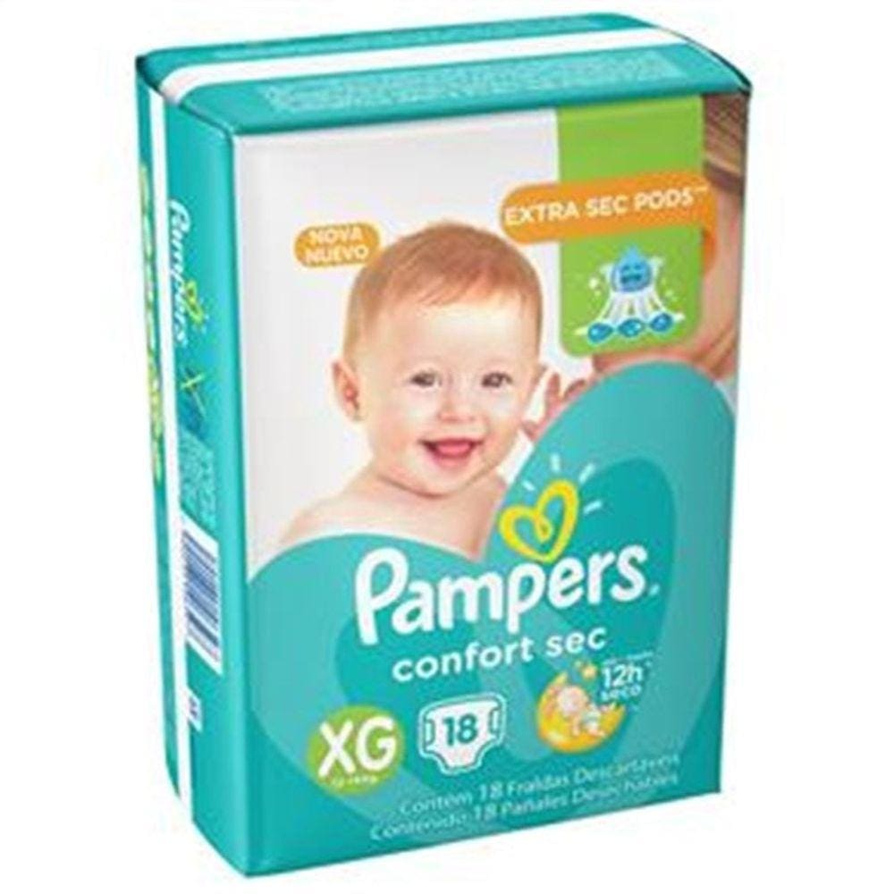 Fralda Pampers confort sec tam XG 18 uni - 12 a 15 kg