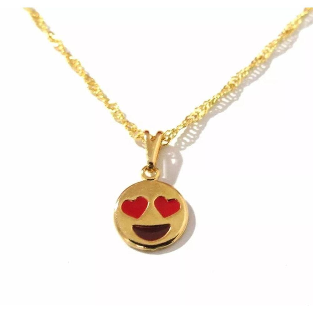Colar Cordão Emojis Apaixonado Amor Folheado 18k