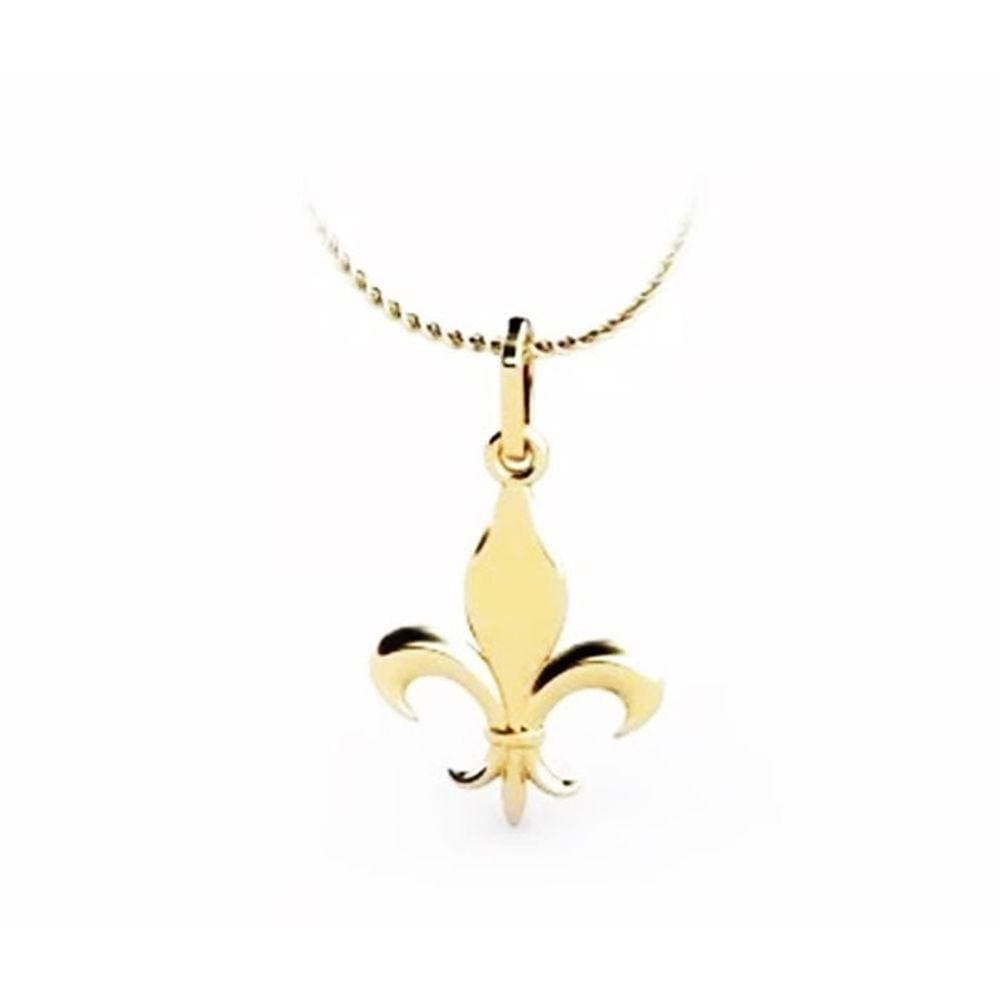 Colar Cordão Letras Flor de Lis Folheado Ouro 18k