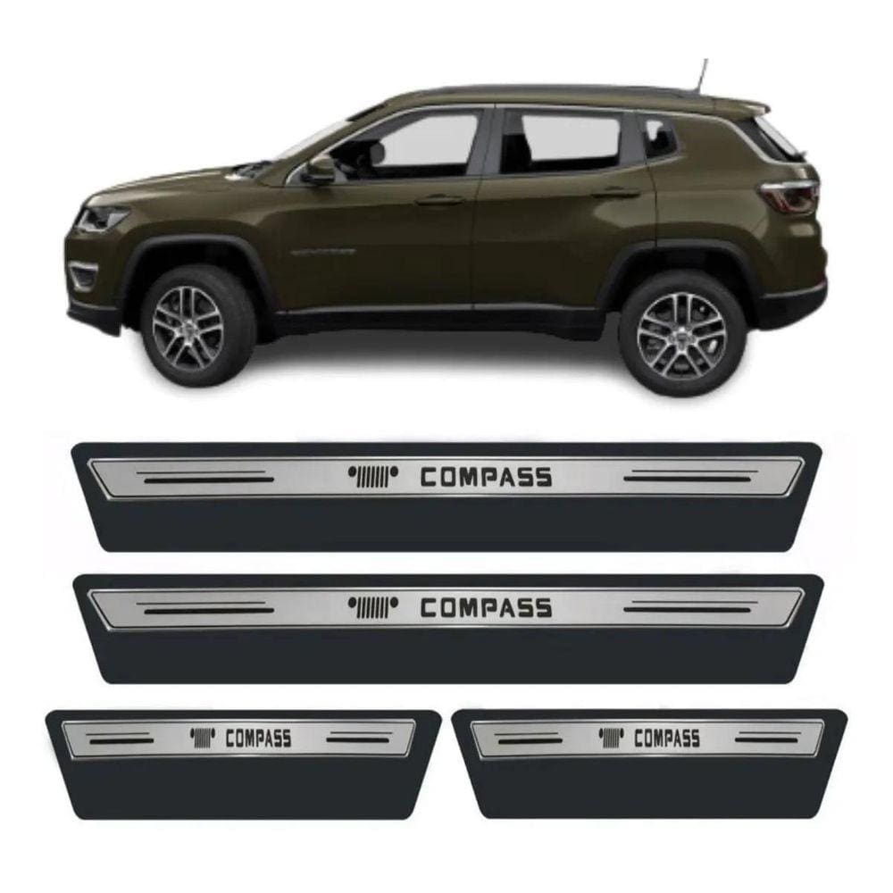 Kit Soleira Resinada Proteção Porta Jeep Compass - Prata
