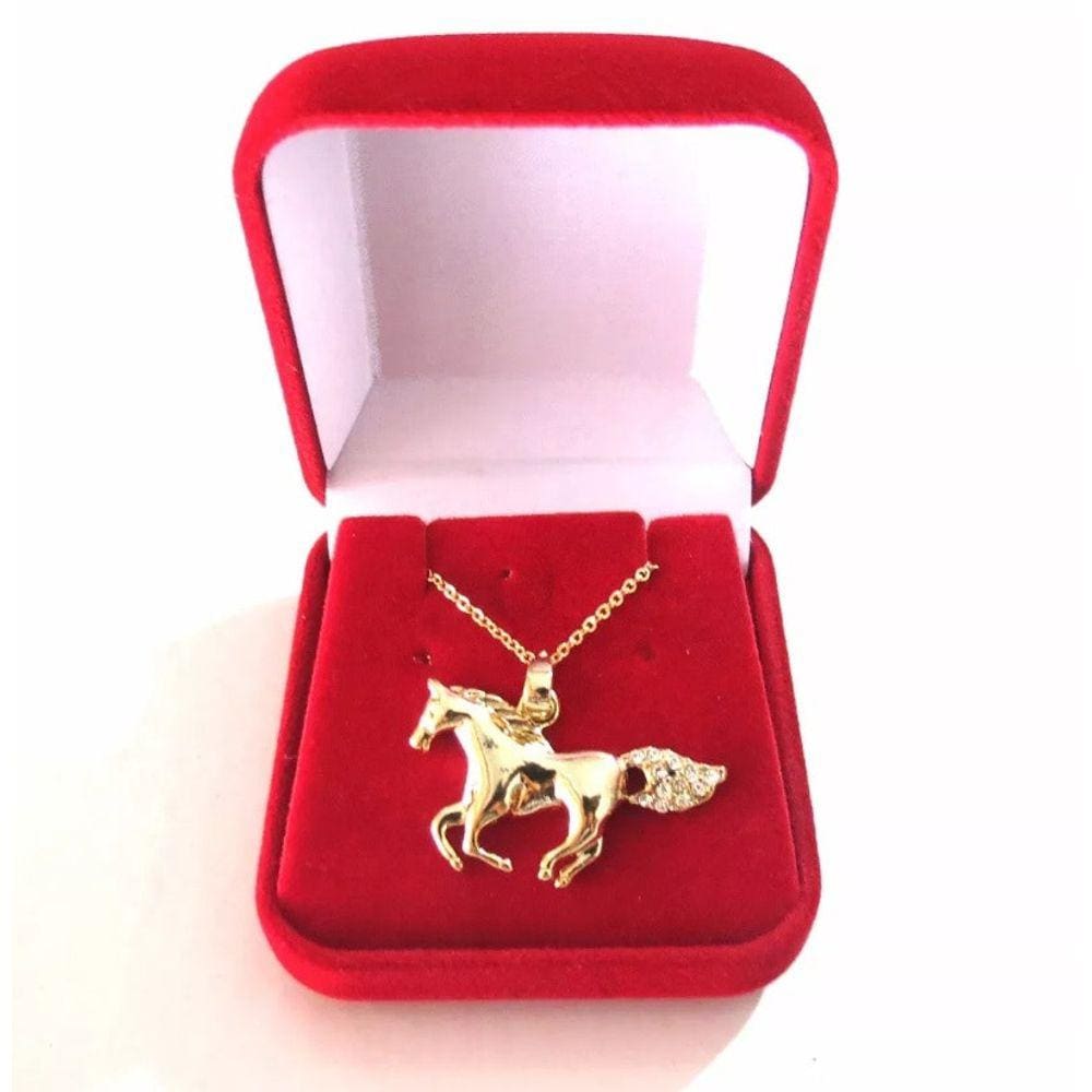 Colar Cordão Gargantilha Cavalo Country Folheado 18k