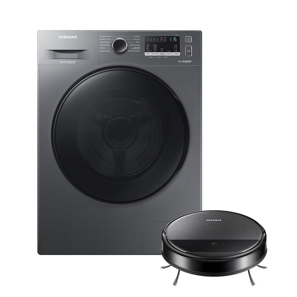 Kit Lava E Seca Wd11A Ecobubble Inox 11/7Kg 220V E Aspirador Robô 2 Em 1 Com Wi-Fi Vr5000