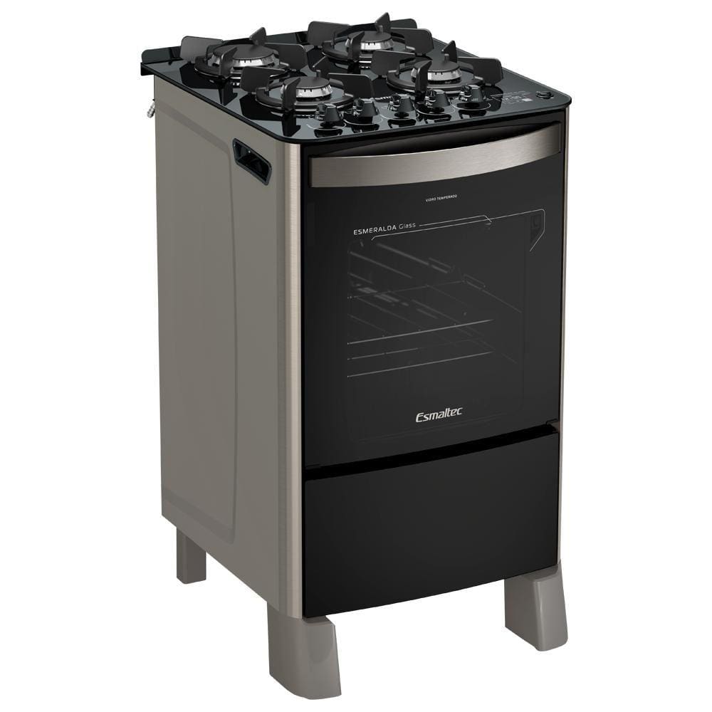 Fogão 4 Bocas Esmaltec Esmeralda Glass Gourmet Inox Mesa em Vidro - Bivolt - 4089