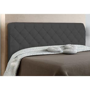 Kit 01 Cabeceira E 01 Calçadeira Paris Cama Box Casal King 195cm Suede Grafite