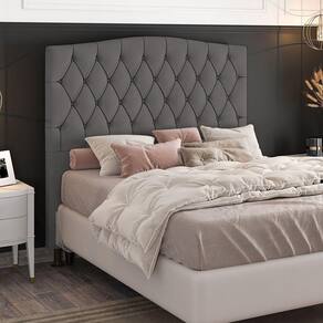 Cabeceira Greta Cama Box Queen 160cm Suede Grafite
