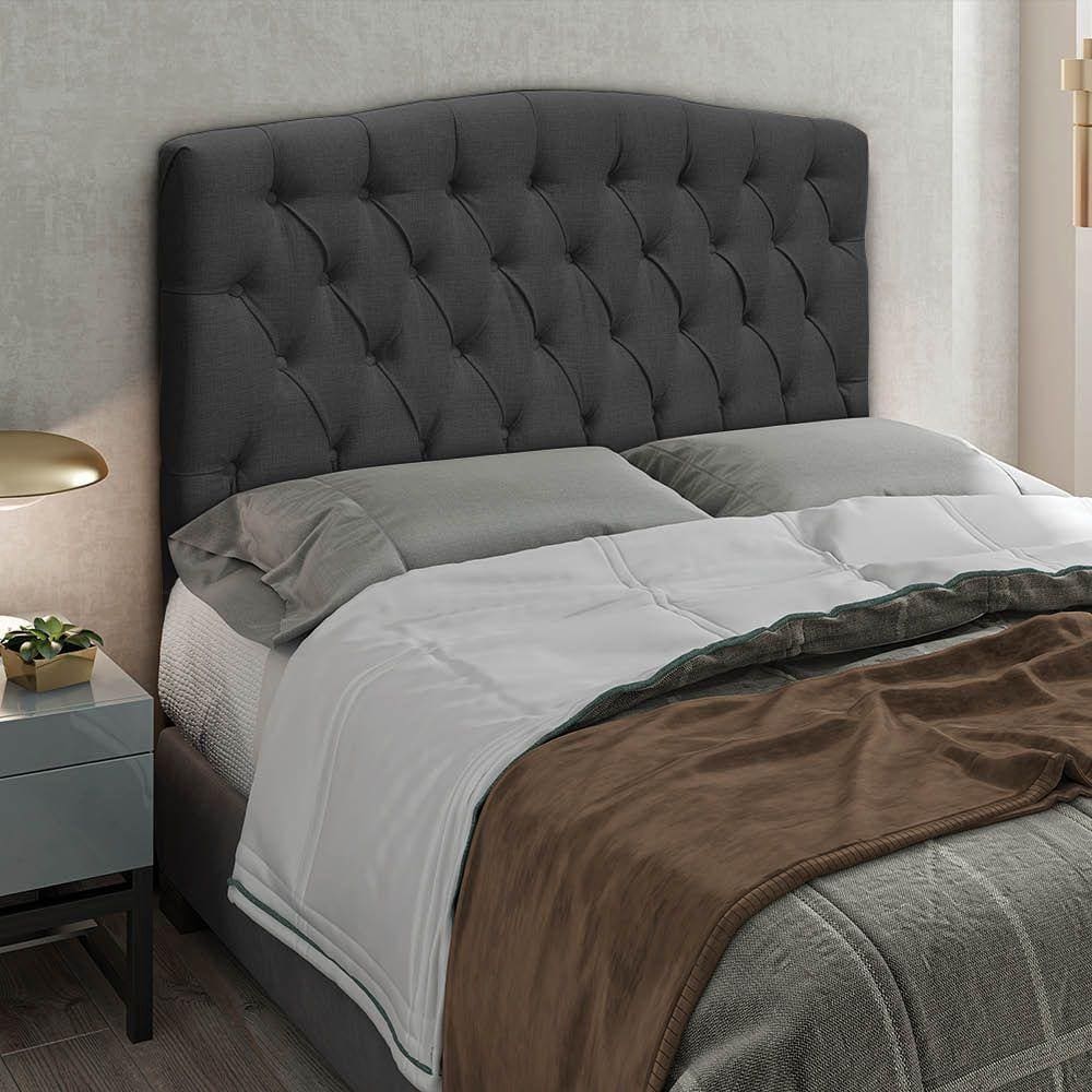 Cabeceira Greta Cama Box King 195cm Linho Grafite