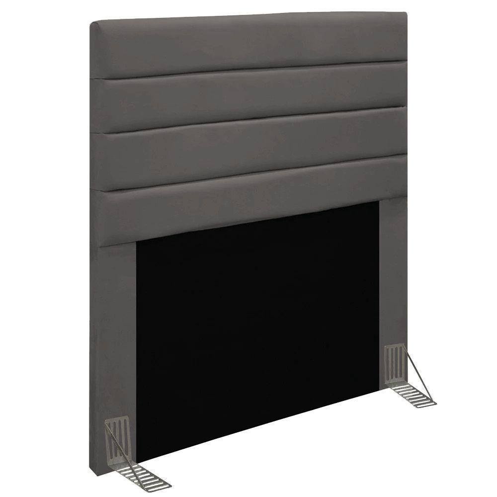 Cabeceira Rubi Cama Box Solteiro 90cm Suede Grafite