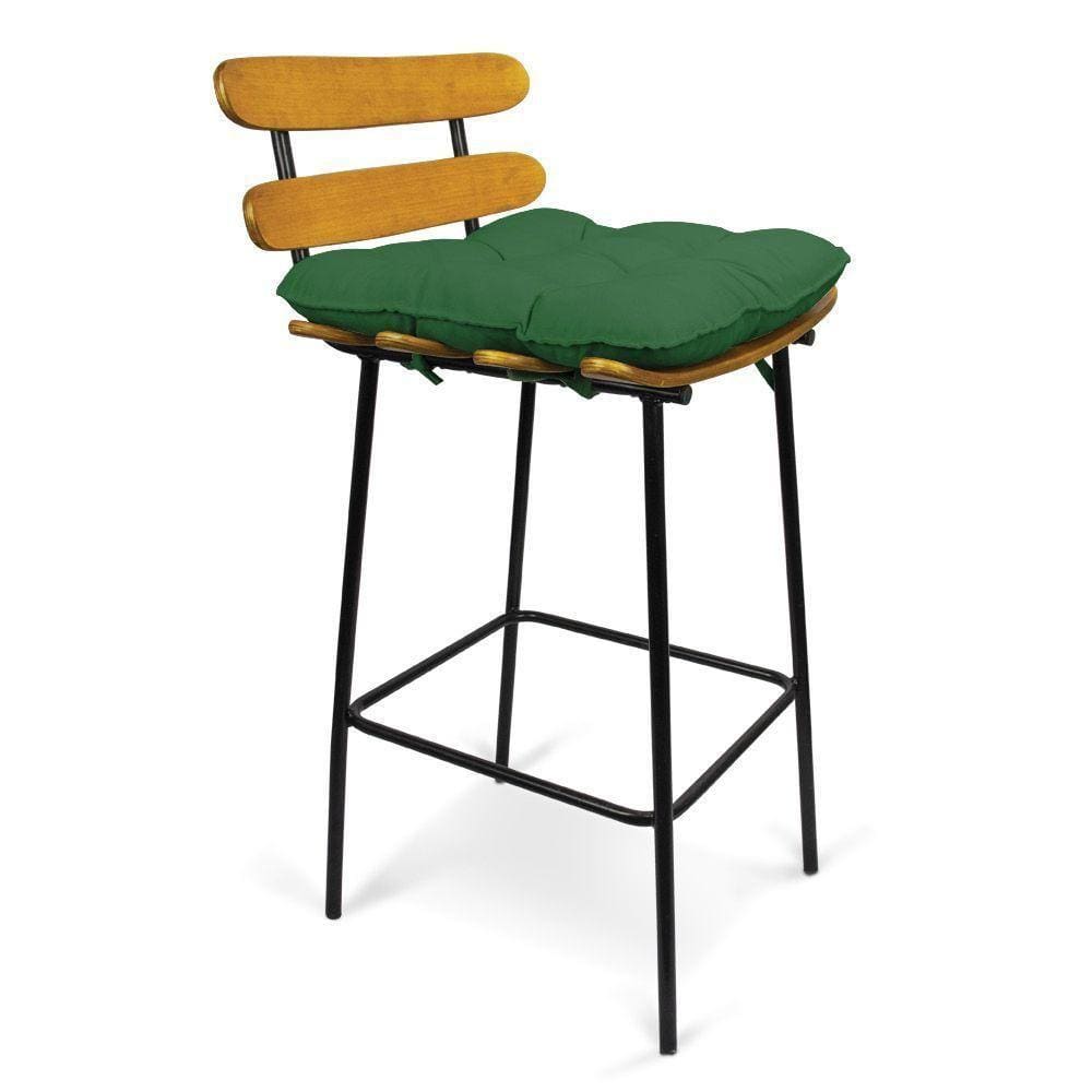 Banqueta Costela Suede Base Metal Verde