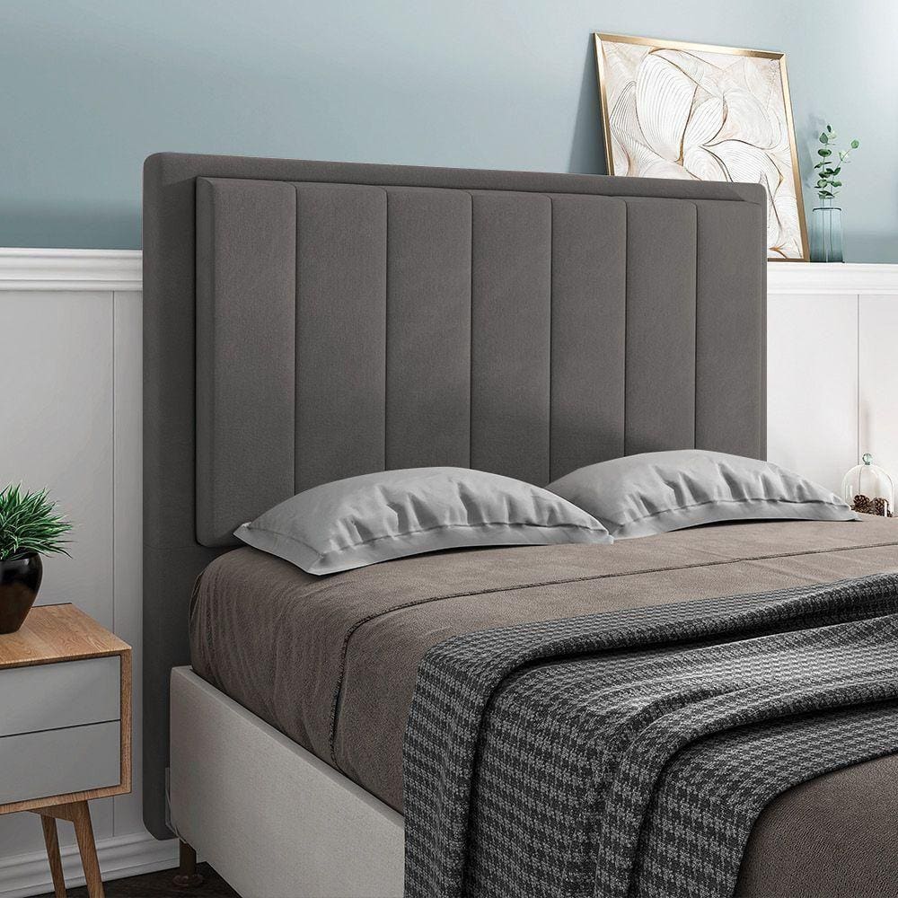 Cabeceira Opala Cama Box King 195cm Suede Grafite