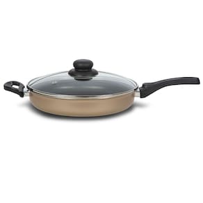 Frigideira Reta Antiaderente c/ Tampa Creme e Preta 28 cm - Alumínio Brasilar