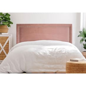 Cabeceira Casal Reta Luxo 140x60 Veludo Rosê - Tachas Prata