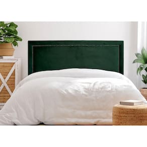 Cabeceira Casal Reta Luxo 140x60 Veludo Verde - Tachas Fumê