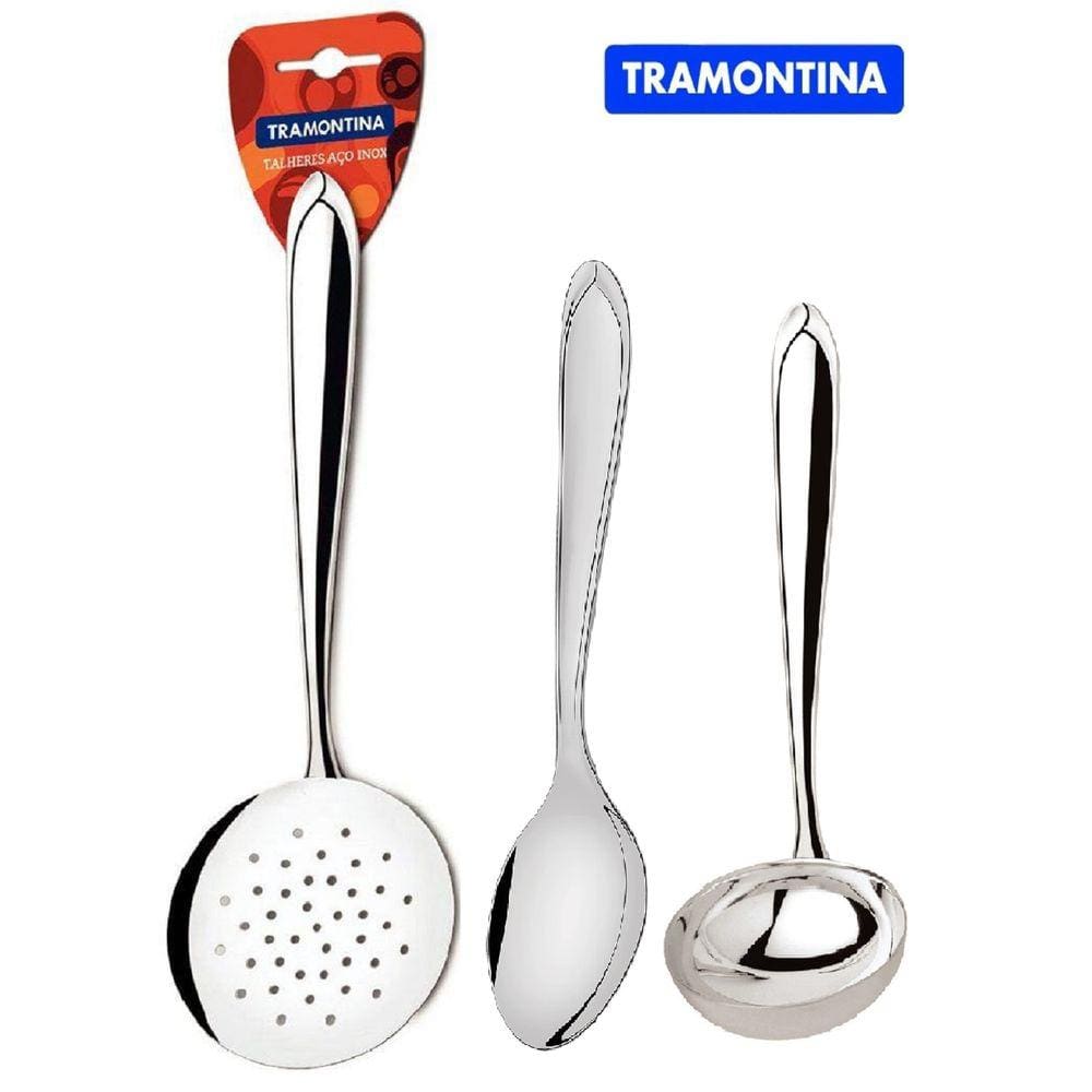 Kit Utensílios Tramontina Concha Colher Espumadeira 3 Peças