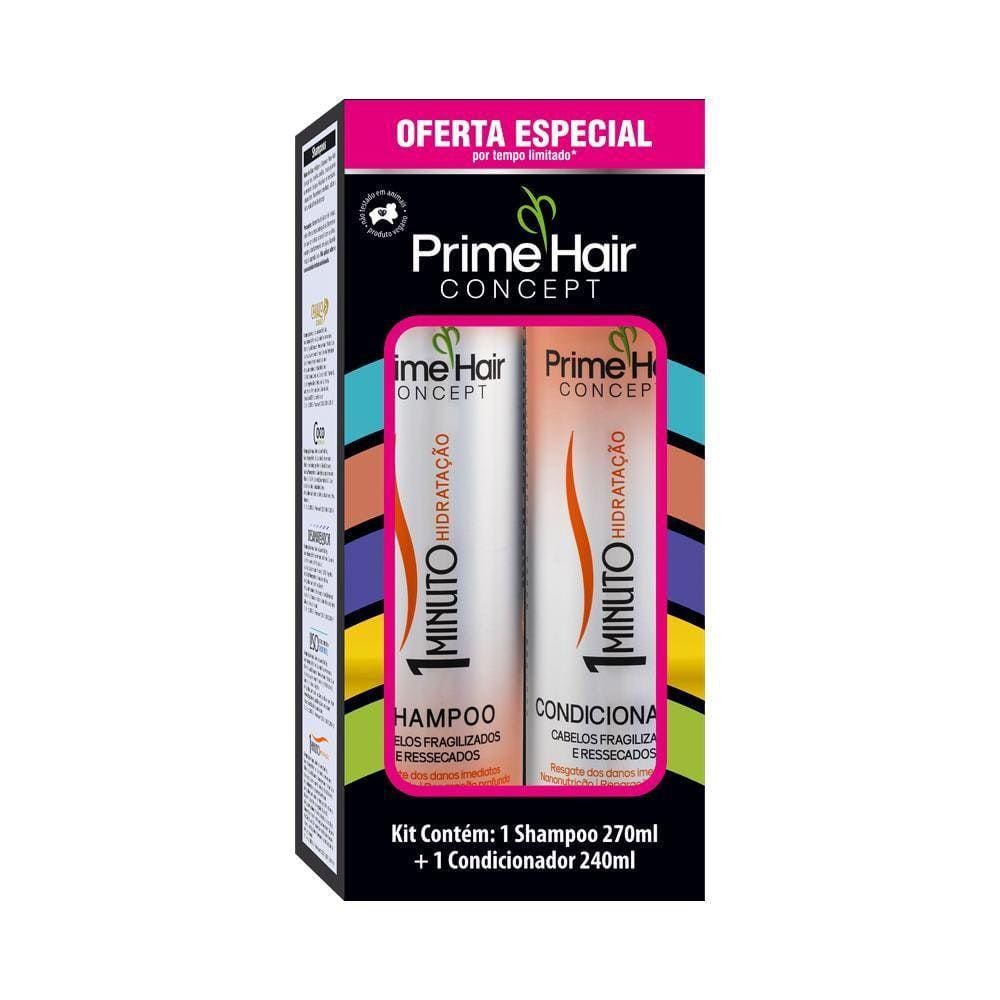 Shampoo 270Ml + Condicionador 240Ml Prime Hair 1 Min Hidra