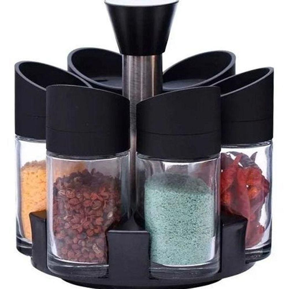Porta Tempero Giratório Condimentos 6 Peças Cozinha