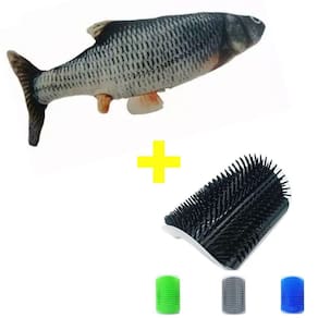 Peixe Eletrico Brinquedo Gato Interativo Simulação + Usb + Auto Escova Massageadora De Parede Tira Pelo Gatos + Catnip