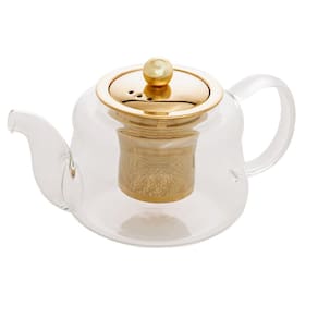 Chaleira De Vidro Com Infusor Dourado Inox 600Ml Wolff