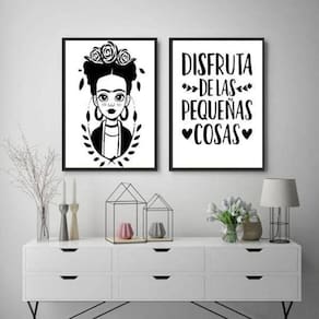 Kit 2 Quadros Disfruta Las Pequeas Cosas 33X24 Moldura Preta