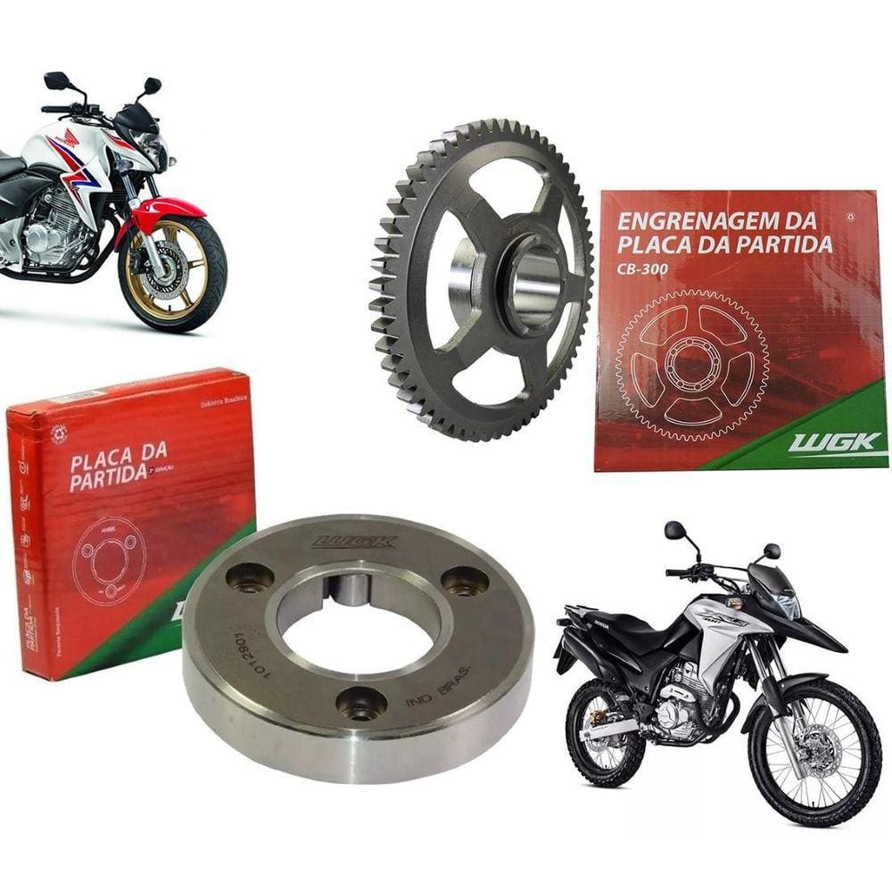 Engrenagem + Placa Partida Wgk Cb Xre 300 De 2009 Ate 2017