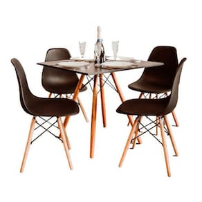 Mesa Eiffel Quadrada 80X80Cm + 04 Cadeiras Eiffel Preta