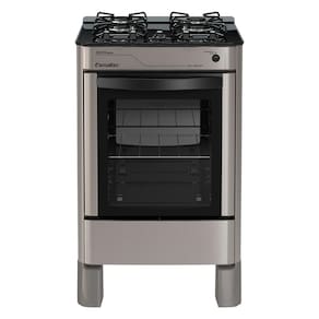 Fogão Esmaltec Ágata Glass 4 Bocas Inox Forno Limpa Fácil e Acendimento Automático