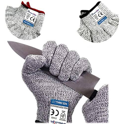 Dowellife Cut Resistant Gloves Food Grade 5 Proteção, Safety Kitchen