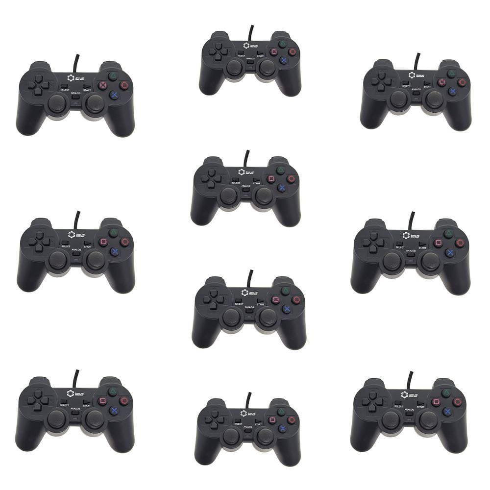 Kit 10 Controle Dualshock 2 Com Fio Ps2 Preto Lotus Ct007